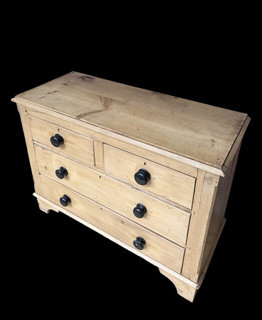 An English Early 19th Century Low Pine Chest of Drawers