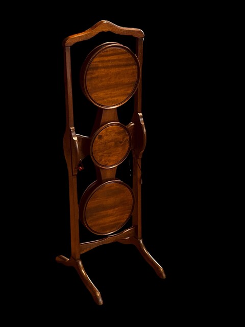 An English Edwardian Mahogany Folding ' Monoplane ' Cakestand.
