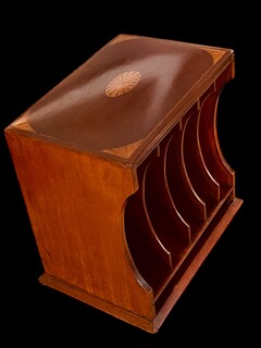 An English Edwardian Mahogany Letterrack having Satinwood Inlay.