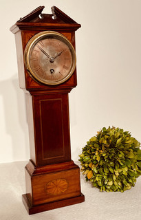 An English Edwardian Mahogany Miniature Longcase Clock. Aitchison & Co. London & Leeds.