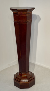An English Edwardian Mahogany Pedestal With Satinwood Inlay.