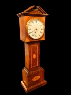 An English Edwardian Miniature Grandfather Clock having a very nice Satinwood Inlay