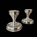 An English Edwardian Pair of Small Sterling Silver Candlesticks. Birmingham. Early 20th Century.