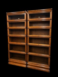 An English End 19th Century Pair of Oak Globe wernicke Bookcases
