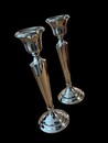 An English Pair of Sterling Silver Art Deco Candlesticks by Barker Brothers LTD, Londen, Early 20th Century.