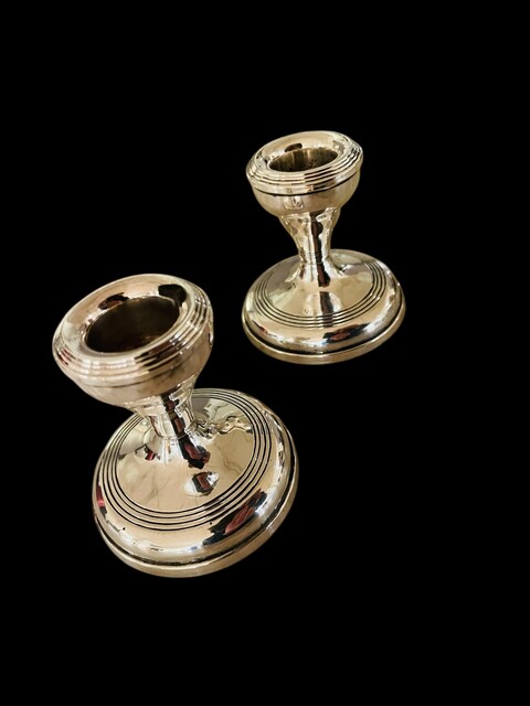 An English Pair of Sterling Silver Candlesticks. Birmingham