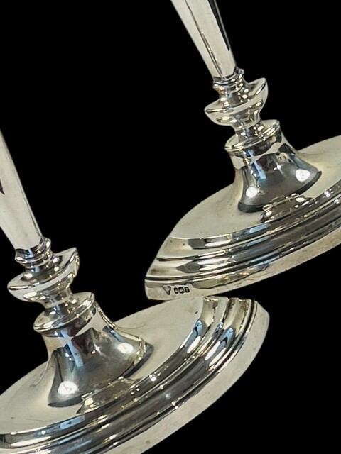 An English Pair of Sterling Silver Candlesticks. Stamped Early 20th Century.Sheffield.