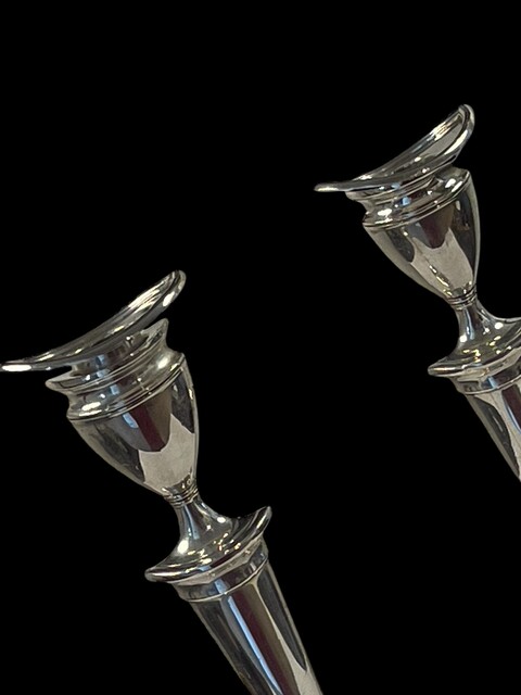 An English Pair of Sterling Silver Candlesticks. Stamped Early 20th Century.Sheffield.