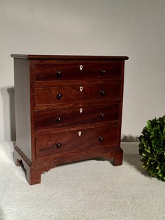 An English Regency Mahogany Miniature Chest of Drawers. Early 19th Century, Apprentice Piece of an 18th Century Chest of drawers.