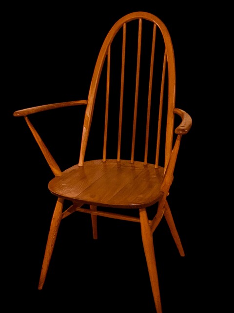 An English Set of Two Ercol Goldsmith Armchairs with Ercol Folding Coffee Table. Mid 20th Century. 