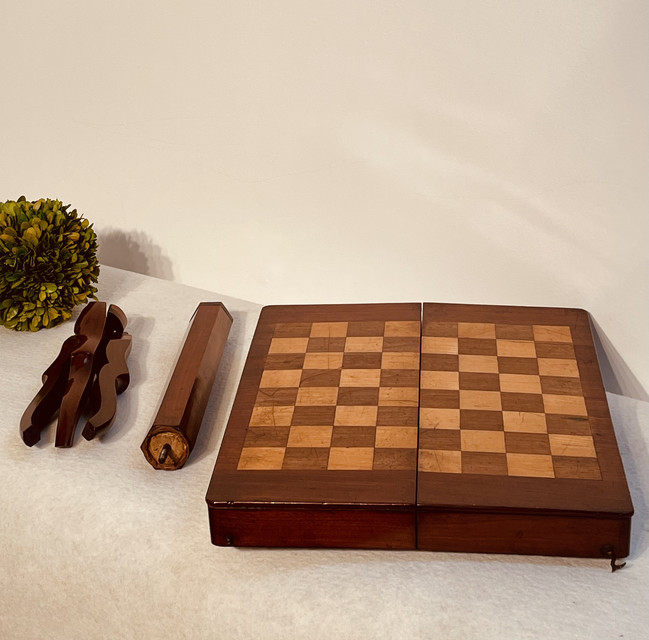 Mahogany Traveling Campaign Chess Table