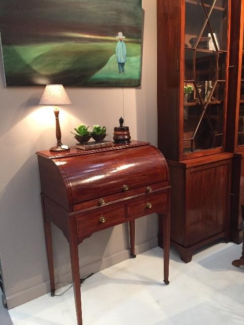 English 19th C.  Mahogany cylinder desk