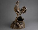 Fine 19th century French animalier bronze sculpture of a rooster by Jules Moigniez, featuring a fox and duck below. Rich original patina and exceptional detail.