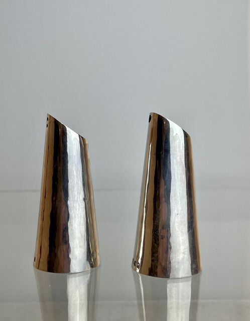 Pair of Silver Salt and Pepper. 1950's , London, Uk.