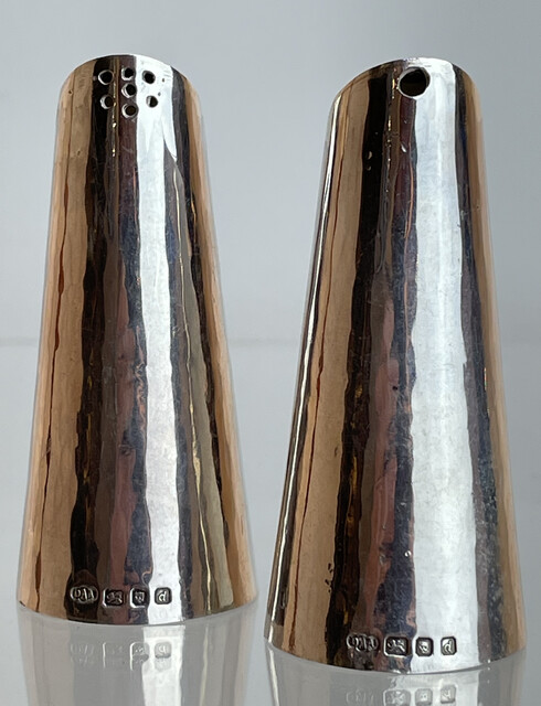 Pair of Silver Salt and Pepper. 1950's , London, Uk.
