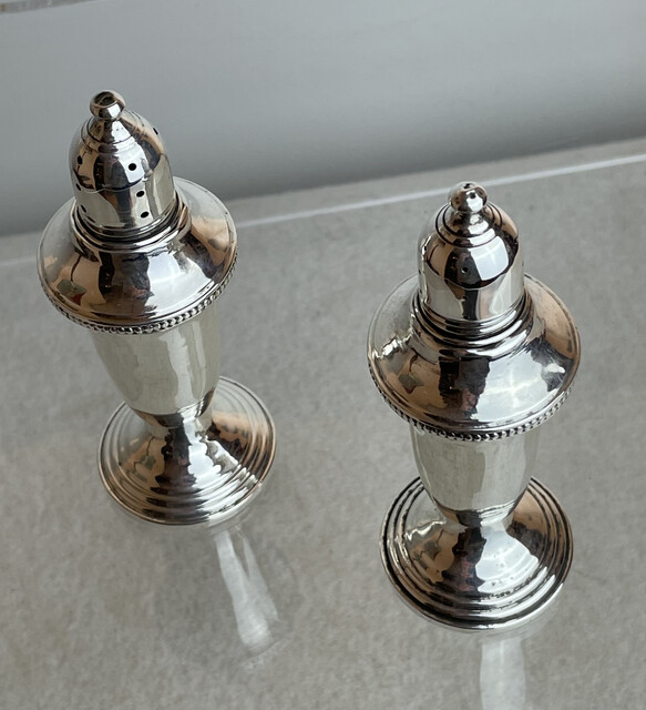 Pair of Silver Salt and Pepper. USA , Empire Style.