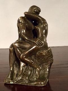 The Kiss by Rodin. An 19th Century Bronze having a very nice green patina.