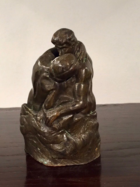 The Kiss by Rodin. An 19th Century Bronze having a very nice green patina.