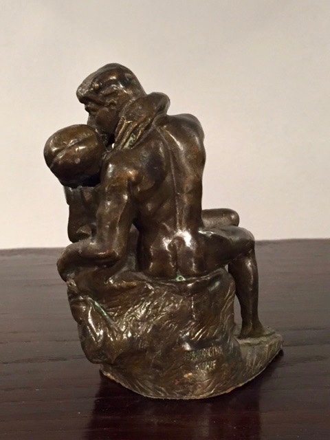 The Kiss by Rodin. An 19th Century Bronze having a very nice green patina.