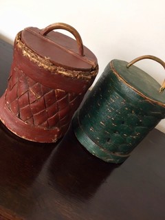 Two 19th Century Red and Green Swedish Food Baskets.