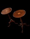 Two English Edwardian Mahogany Inlaid Tripod Wine Tasting Tables.