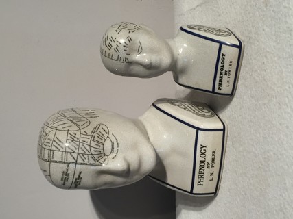 Two Phrenology Heads. L.N. Fowler. Porcelain.